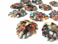 Turquoise Rainbow Resin Acrylic Blanks Cutout, monstera palm small leaves leaf blanks, earring pendant jewelry making 32mm jewelry