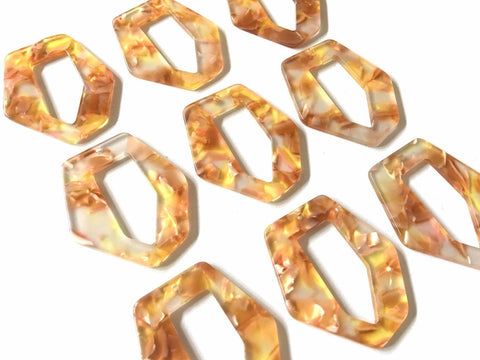 Golden Yellow Crackle Resin Acrylic Blanks Cutout, earring pendant jewelry making, 42mm 1 Hole earring blanks jewelry diy orange