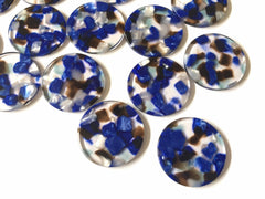 Royal Blue Brown Blue Confetti Resin Acrylic Blanks Cutout, earring bead jewelry making, 30mm circle pendant jewelry, blue earrings DIY