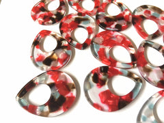 Red Brown Blue Confetti Resin Acrylic Blanks Cutout, earring bead jewelry making, 38mm teardrop pendant jewelry, red earrings DIY