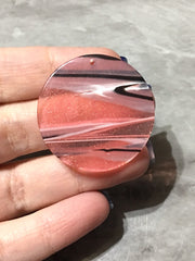 Pink Black White STRIPED Tortoise Shell Beads, circle cutout acrylic 36mm Earring Necklace pendant bead one hole at top, colorful acrylic