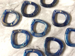 Blue Shimmer XL 2 Hole Pendant Beads, connector Acrylic Beads, resin lucite Jewelry Making necklaces Bracelets Earrings, 39mm pointed oval