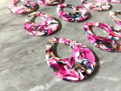 Pink White Confetti Resin Acrylic Blanks Cutout, earring bead jewelry making, 38mm teardrop pendant jewelry, turquoise earrings DIY