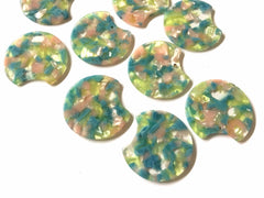 Watercolor blush pink blue green Resin Beads, circle cutout acrylic 36mm Earring Necklace pendant bead, one hole at top jewelry acrylic DIY