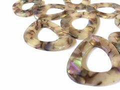 Tan Hologram Brown Resin Beads, cutout acrylic 39mm Earring Necklace pendant bead, one hole at top jewelry acrylic DIY brown purple
