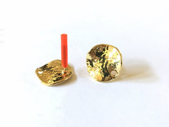 16mm Hammered Gold post earring circle blanks, gold round earring, gold stud earring, gold jewelry, gold dangle earring making