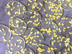 Yellow Confetti set in Clear Resin Acrylic Blanks Cutout, earring bead jewelry making, 30mm circle jewelry, yellow pendant teardrop