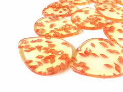 Coral Confetti set in Yellow Clear Resin Acrylic Blanks Cutout, earring bead jewelry making, 30mm circle jewelry, yellow pendant teardrop