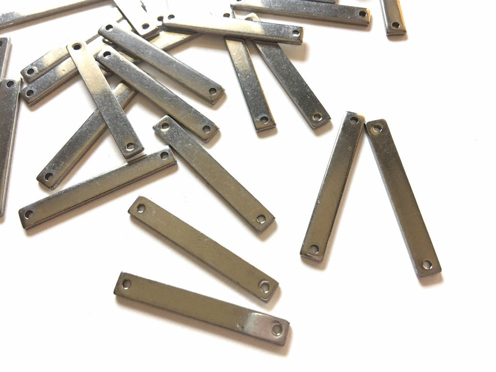 WHOLESALE 25mm Rectangle Stainless Steel Links, Steel gray 25x4x1mm, stamping blanks, 2 Hole rectangle metal blanks, gray personalized