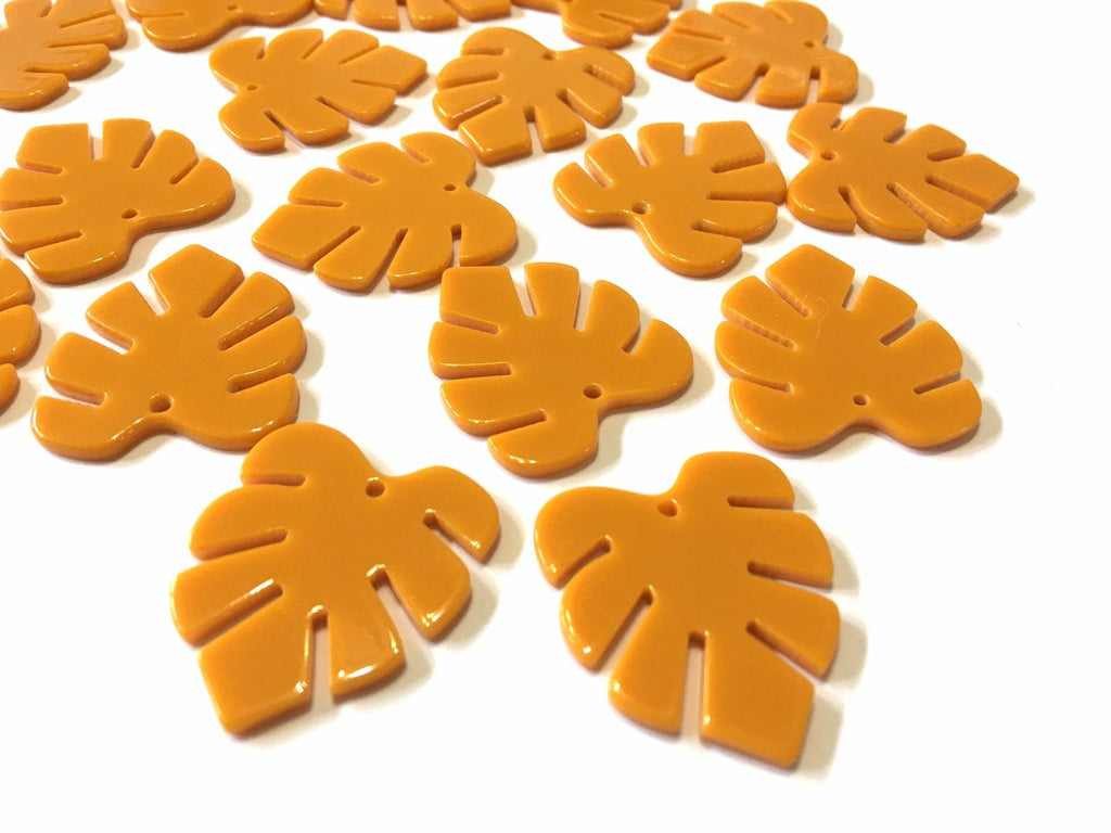 Mustard Resin Acrylic Blanks Cutout, monstera palm leaves leaf blanks, earring pendant jewelry making 30mm circle brown 1 hole yellow orange