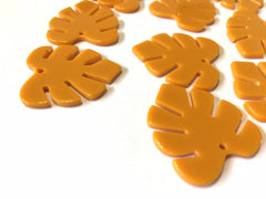 Mustard Resin Acrylic Blanks Cutout, monstera palm leaves leaf blanks, earring pendant jewelry making 30mm circle brown 1 hole yellow orange