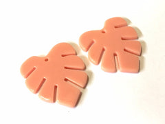 Peach Resin Acrylic Blanks Cutout, monstera palm leaves leaf blanks, earring pendant jewelry making 30mm circle brown 1 hole pink coral peac