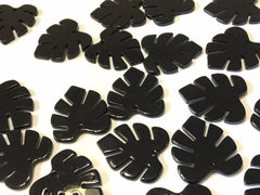 Black Resin Acrylic Blanks Cutout, monstera palm leaves leaf blanks, earring pendant jewelry making 30mm circle brown 1 hole black midnight