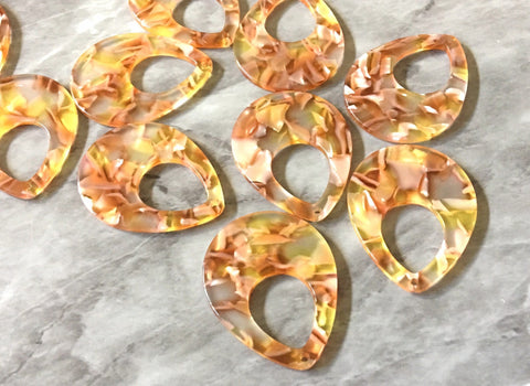 Caramel Corn Resin Beads, Teardrop shape acrylic 38mm Long Earring or Necklace pendant bead, one hole at top color white yellow jewelry