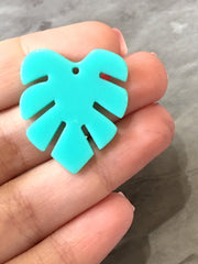 Mint Green Resin Acrylic Blanks Cutout, monstera palm leaves leaf blanks, earring pendant jewelry making 30mm circle brown 1 hole light