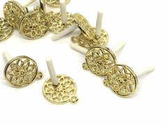16mm Mandala Gold post earring circle blanks, gold earring, gold stud earring, gold jewelry, gold dangle earring making round