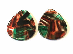 Red & Green brushed Watercolor Mosaic Tortoise Shell Acrylic Blanks Cutout, earring pendant jewelry making, 38mm 1 Hole earring blanks