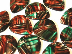 Red & Green brushed Watercolor Mosaic Tortoise Shell Acrylic Blanks Cutout, earring pendant jewelry making, 38mm 1 Hole earring blanks