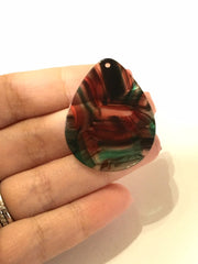 Red & Green brushed Watercolor Mosaic Tortoise Shell Acrylic Blanks Cutout, earring pendant jewelry making, 38mm 1 Hole earring blanks