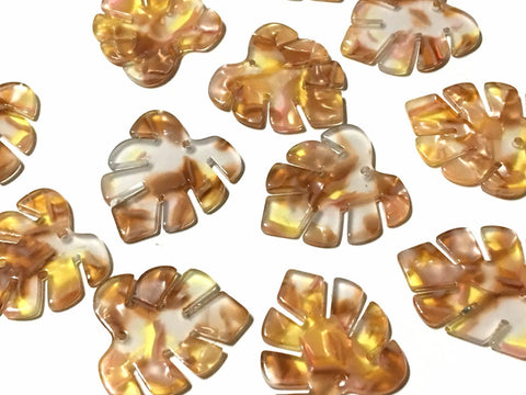 Caramel Popcorn Resin Acrylic Blanks Cutout, monstera palm leaves leaf blanks, earring pendant jewelry making 31mm circle jewelry 1 hole