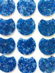 Blue Foil & Confetti Resin Beads, circle cutout acrylic 36mm Earring Necklace pendant bead, one hole at top, royal blue jewelry acrylic DIY