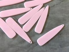 Blush Pink acrylic Beads, geometric shape acrylic 55mm Long Earring or Necklace pendant bead 1 one hole, baby pink jewelry