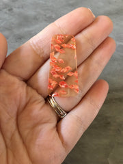 Coral Glitter in Yellow resin Acrylic Blanks Cutout, earring pendant jewelry making, 38mm 1 Hole earring blanks, coral jewelry