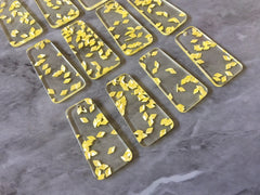 Yellow Glitter in clear resin Acrylic Blanks Cutout, earring pendant jewelry making, 38mm 1 Hole earring blanks, yellow jewelry