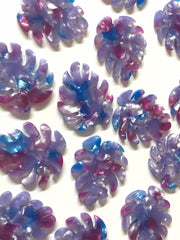 Purple & Blue Resin Acrylic Blanks Cutout, monstera palm small leaves leaf blanks, earring pendant jewelry making 32mm jewelry