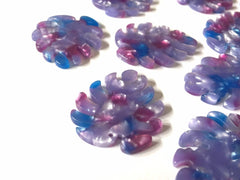 Purple & Blue Resin Acrylic Blanks Cutout, monstera palm small leaves leaf blanks, earring pendant jewelry making 32mm jewelry