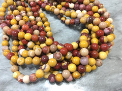 Natural Mookaite Bead Strands, Round 8mm 15" strand jewelry Making beads, Wire Bangles, long necklaces, tassl necklace, earthy tone yellow