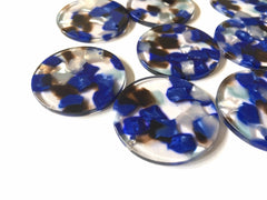 Royal Blue Brown Blue Confetti Resin Acrylic Blanks Cutout, earring bead jewelry making, 30mm circle pendant jewelry, blue earrings DIY