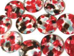 Red Brown Blue Confetti Resin Acrylic Blanks Cutout, earring bead jewelry making, 30mm circle pendant jewelry, red earrings DIY