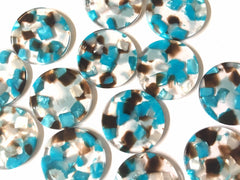 Teal Brown Blue Confetti Resin Acrylic Blanks Cutout, earring bead jewelry making, 30mm circle pendant jewelry, turquoise earrings DIY