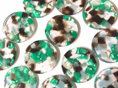 Green Brown Blue Confetti Resin Acrylic Blanks Cutout, earring bead jewelry making, 30mm circle pendant jewelry, green earrings DIY