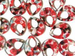 Red Brown Blue Confetti Resin Acrylic Blanks Cutout, earring bead jewelry making, 38mm teardrop pendant jewelry, red earrings DIY
