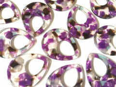 Purple Brown Blue Confetti Resin Acrylic Blanks Cutout, earring bead jewelry making, 38mm teardrop pendant jewelry, purple earrings DIY
