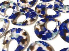 Royal Blue Brown Blue Confetti Resin Acrylic Blanks Cutout, earring bead jewelry making, 38mm teardrop pendant jewelry, blue earrings DIY