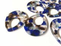 Royal Blue Brown Blue Confetti Resin Acrylic Blanks Cutout, earring bead jewelry making, 38mm teardrop pendant jewelry, blue earrings DIY