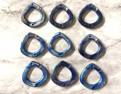 Blue Shimmer XL 2 Hole Pendant Beads, connector Acrylic Beads, resin lucite Jewelry Making necklaces Bracelets Earrings, 39mm pointed oval