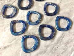 Blue Shimmer XL 2 Hole Pendant Beads, connector Acrylic Beads, resin lucite Jewelry Making necklaces Bracelets Earrings, 39mm pointed oval