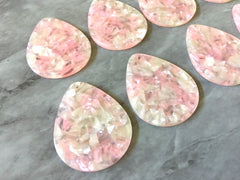 White & Blush Mosaic Tortoise Shell Acrylic Blanks Cutout, teardrop blanks, earring pendant jewelry making, 40mm jewelry blanks, 1 Hole pink