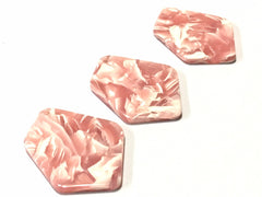 Pink & White Tortoise Shell Beads, geometric shape acrylic 38mm Long Earring or Necklace pendant bead 1 one hole top, pink earrings jewelry