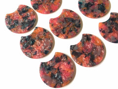 Pink & Navy watercolor Tortoise Shell Beads, circle cutout acrylic 36mm Earring Necklace geometric pendant bead one hole at top ink