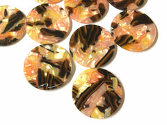 Watercolor blush pink yellow Resin Beads, circle cutout acrylic 36mm Earring Necklace pendant bead, one hole at top jewelry acrylic DIY