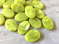 Olive green swirl 25mm acrylic beads, chunky craft supplies for jewelry making, geometric necklace earrings, green oval circle beads