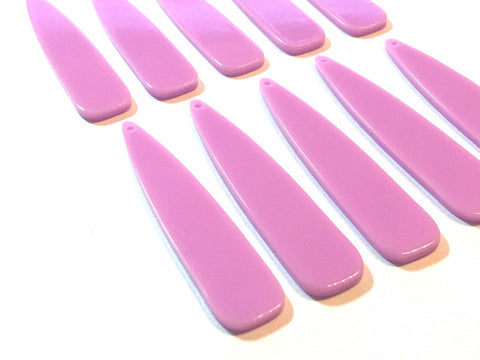 Lavender acrylic Beads, geometric shape acrylic 55mm Long Earring or Necklace pendant bead 1 one hole, light purple jewelry lilac