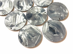 Gray shell Beads, circle cutout acrylic 36mm Earring Necklace pendant bead, one hole at top jewelry acrylic DIY, gray striped earrings