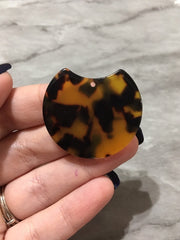 tortoise Shell brown black Resin Beads, circle cutout acrylic 36mm Earring Necklace pendant bead, one hole at top jewelry acrylic DIY acetat
