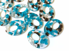 Teal Brown Blue Confetti Resin Acrylic OVAL Blanks Cutout, earring bead jewelry making, 38mm pendant jewelry, turquoise earrings DIY